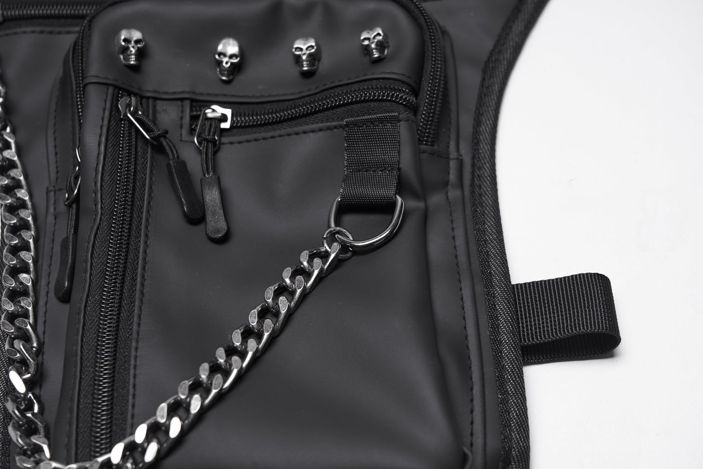 Cyberpunk Chain & Skull Hardware Waist–Leg Bag