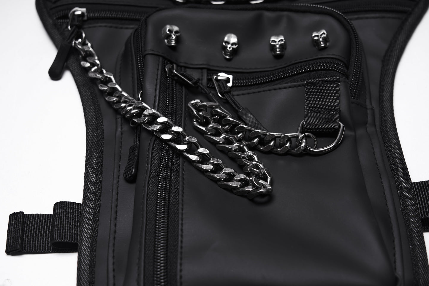 Cyberpunk Chain & Skull Hardware Waist–Leg Bag