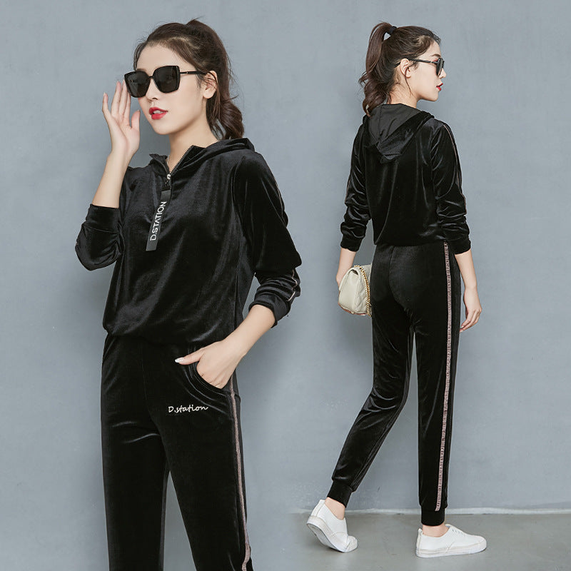 Wide Leg Trousers For Women In A Velvet Tracksuit