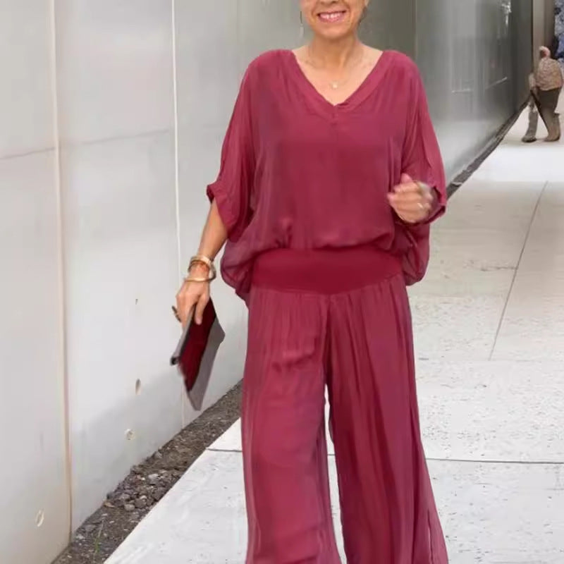 Fashionable Best-Selling Solid-Colored Chiffon Set For Women
