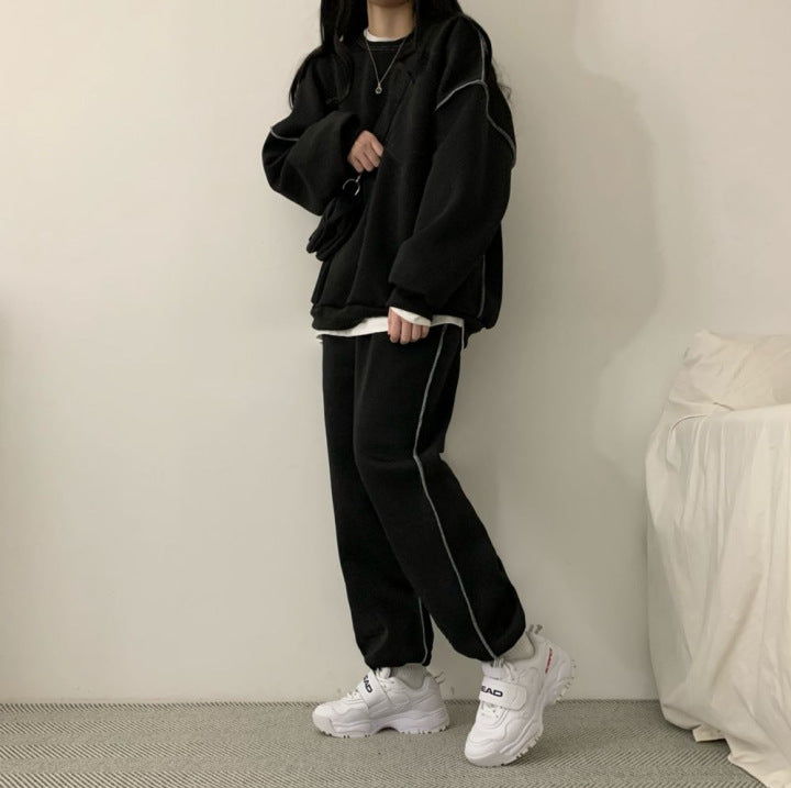 Womens Long-Sleeve Top And Pants Two-Piece Set Fashionable Casual Sportswear