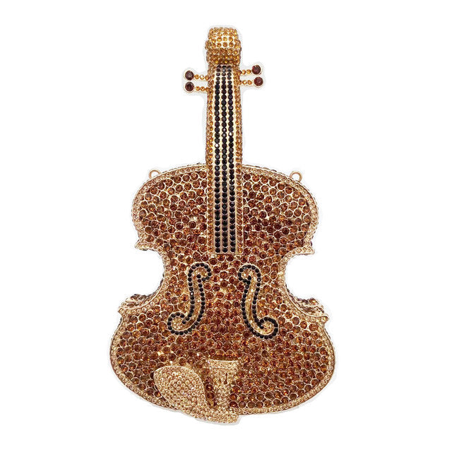 Luxury Violin Crystal Evening Handbag For Women