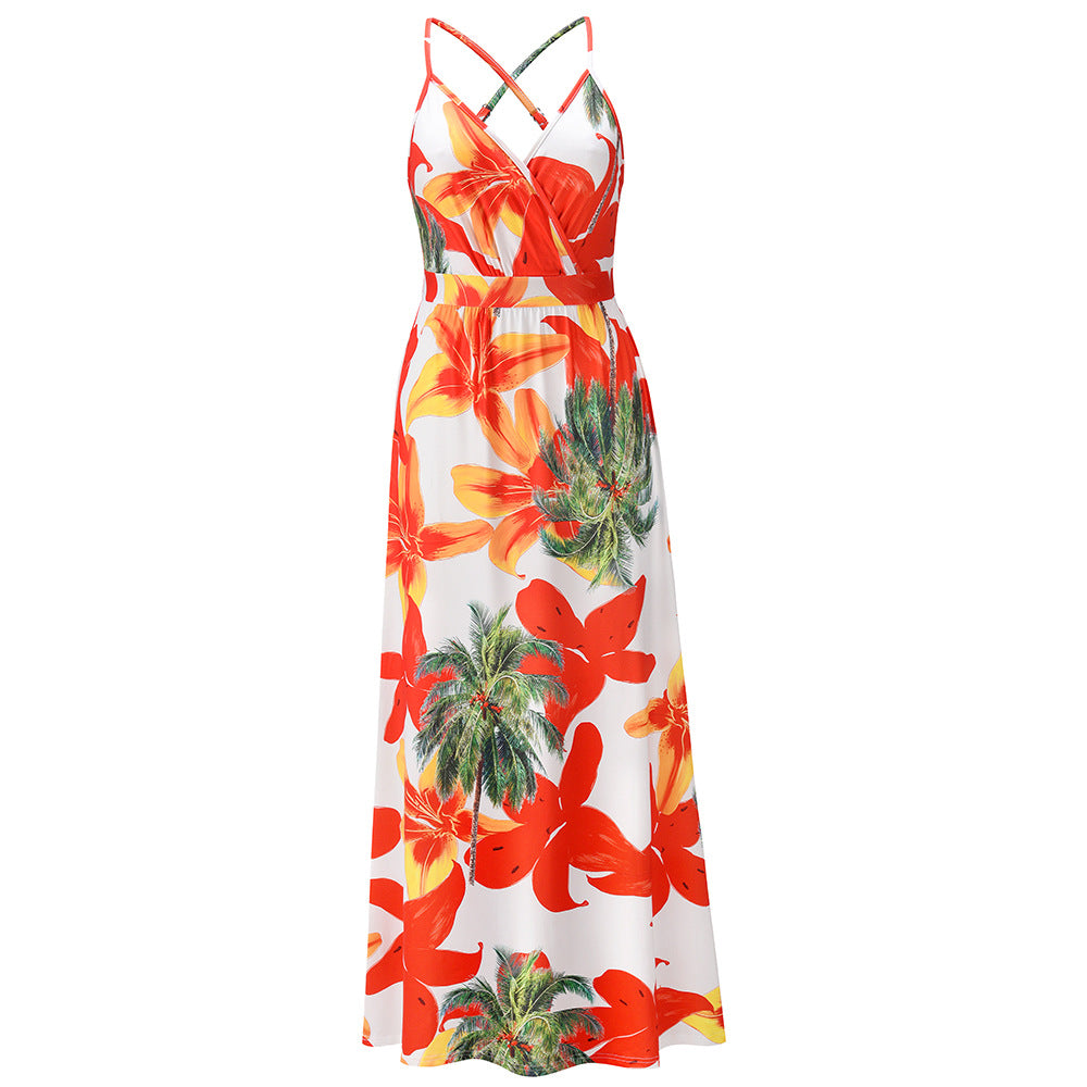 Floral Suspender Beach Dress