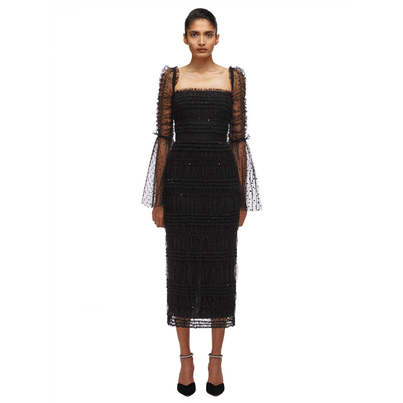 High-End Polka Dot Mesh Chiffon Dress