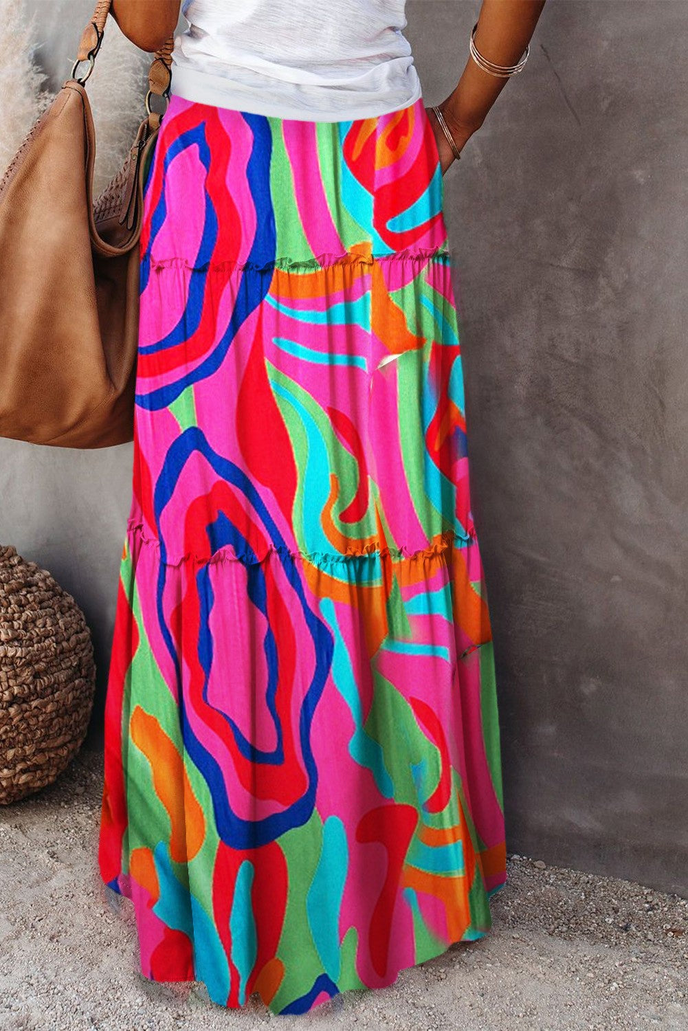 Bohemian-Style Loose Casual High-Waist Long Skirt