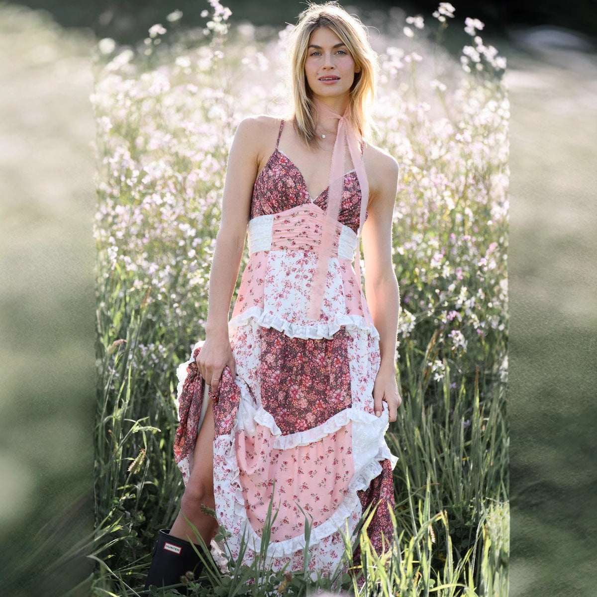 Sleeveless Strap Digital Printed Dress