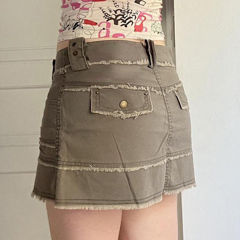 High-Waist Denim Mini Skirt