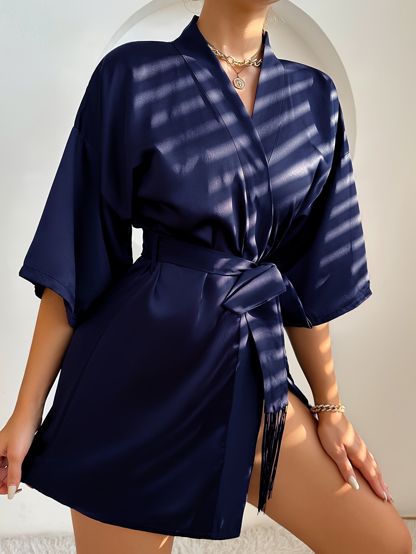 Luxurious Solid Satin Night Robe