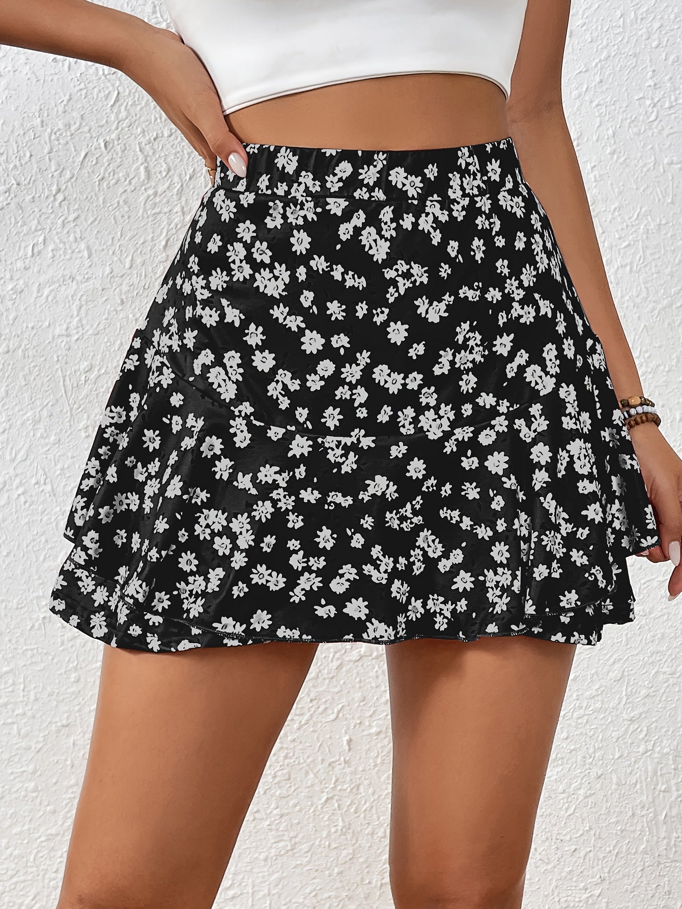 Floral Print Flare Skort