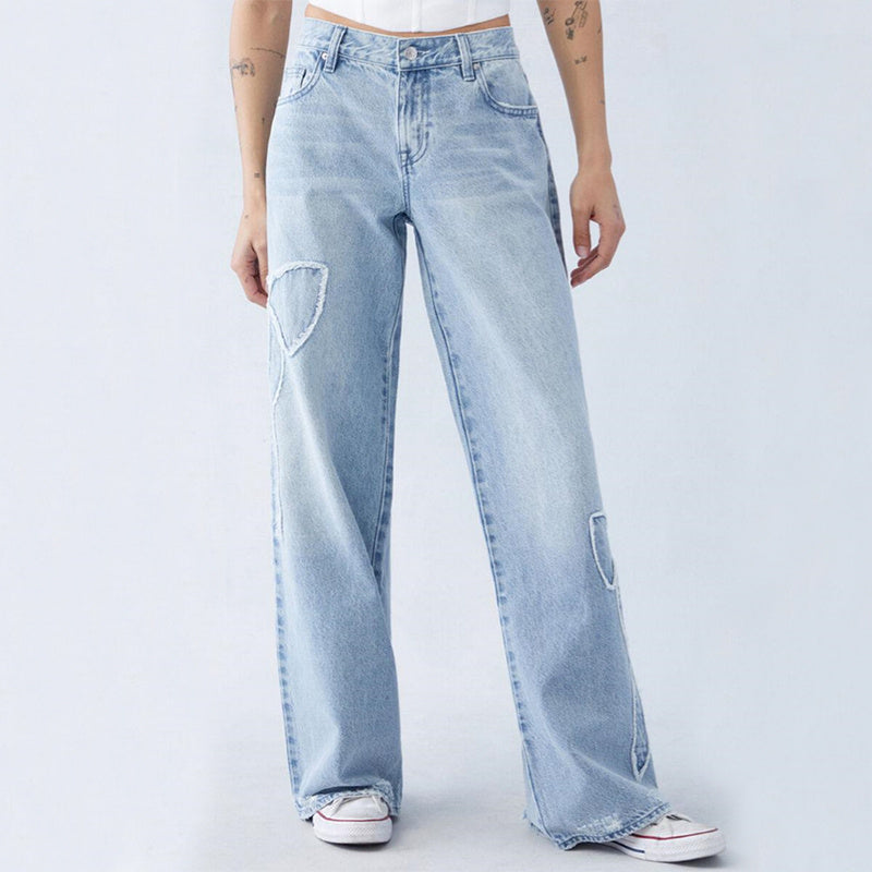 Women's Frayed Butterfly Denim Trousers