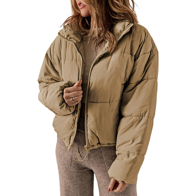 Stand-Up Collar Cotton-Padded Jacket For Women