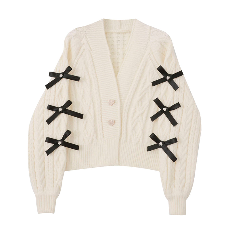 Gentle Wind Bowknot Knitted Cardigan