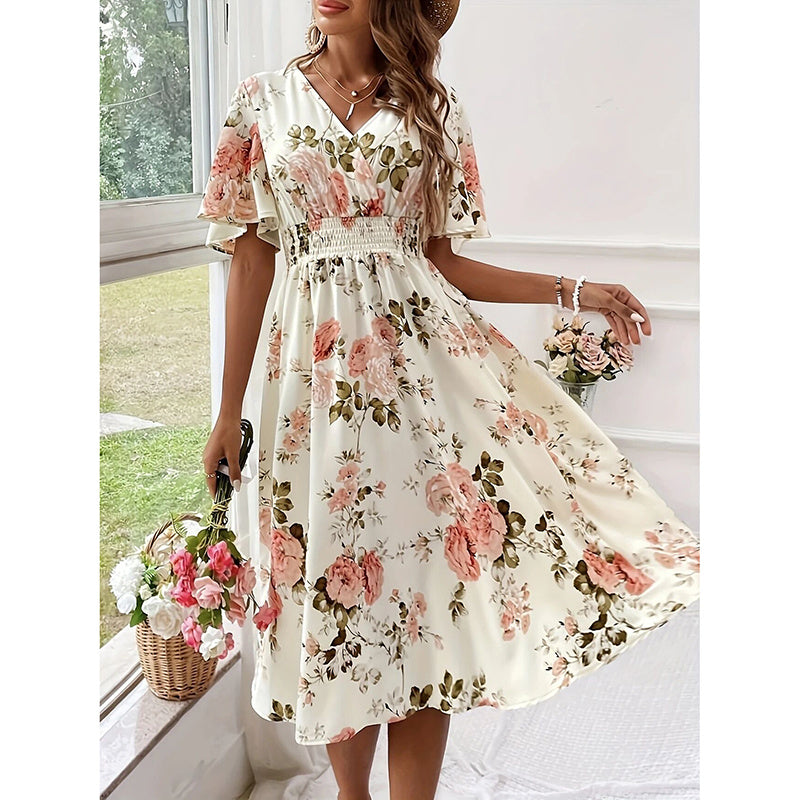 Floral Boho Flowy Summer Midi Dress - US Only