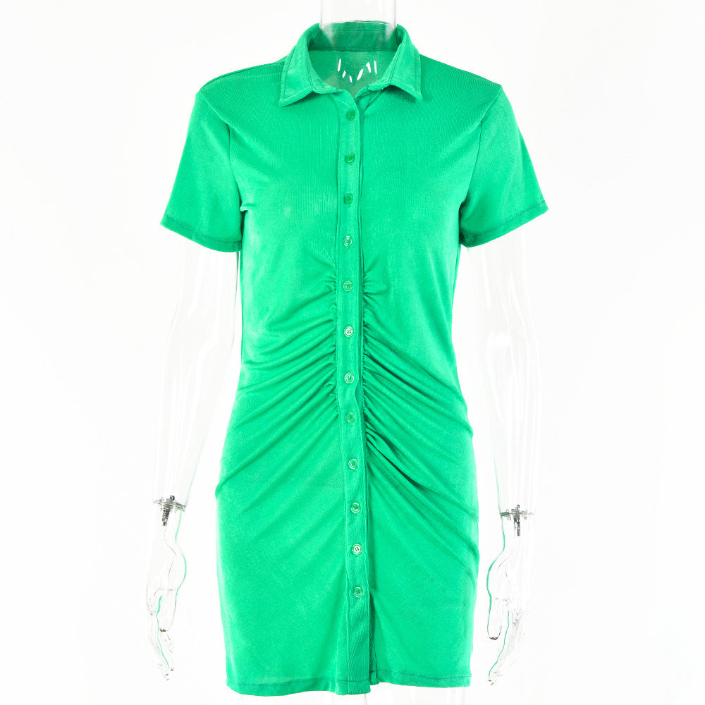Slim-Fit V-Neck Short Dress