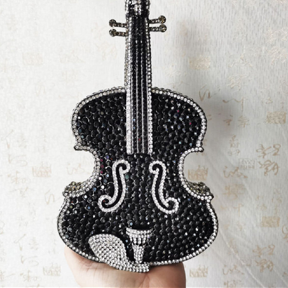 Luxury Violin Crystal Evening Handbag For Women