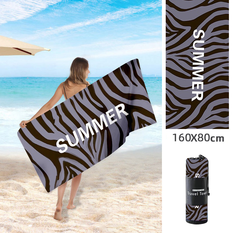 Printed Beach Towel - Microfibre Double-Sided Fleece Beach Towel