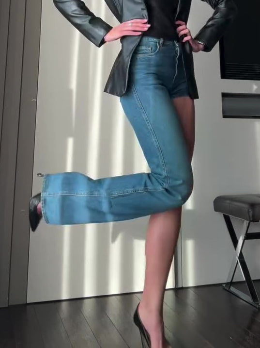 Fashion Irregular Jeans - Shorts-Cum-Trousers