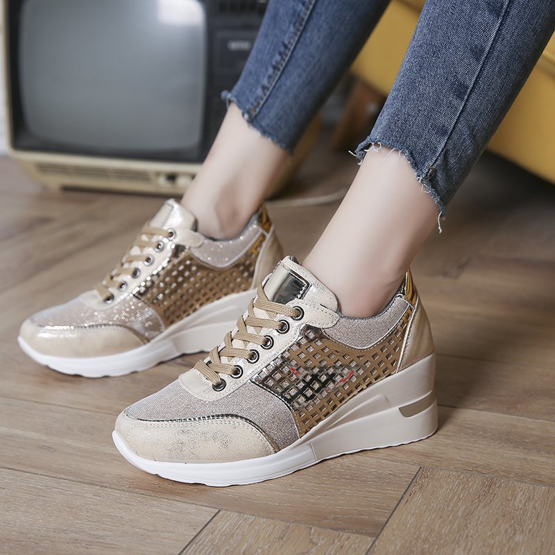 Hollow-Out Lace-Up Sneakers