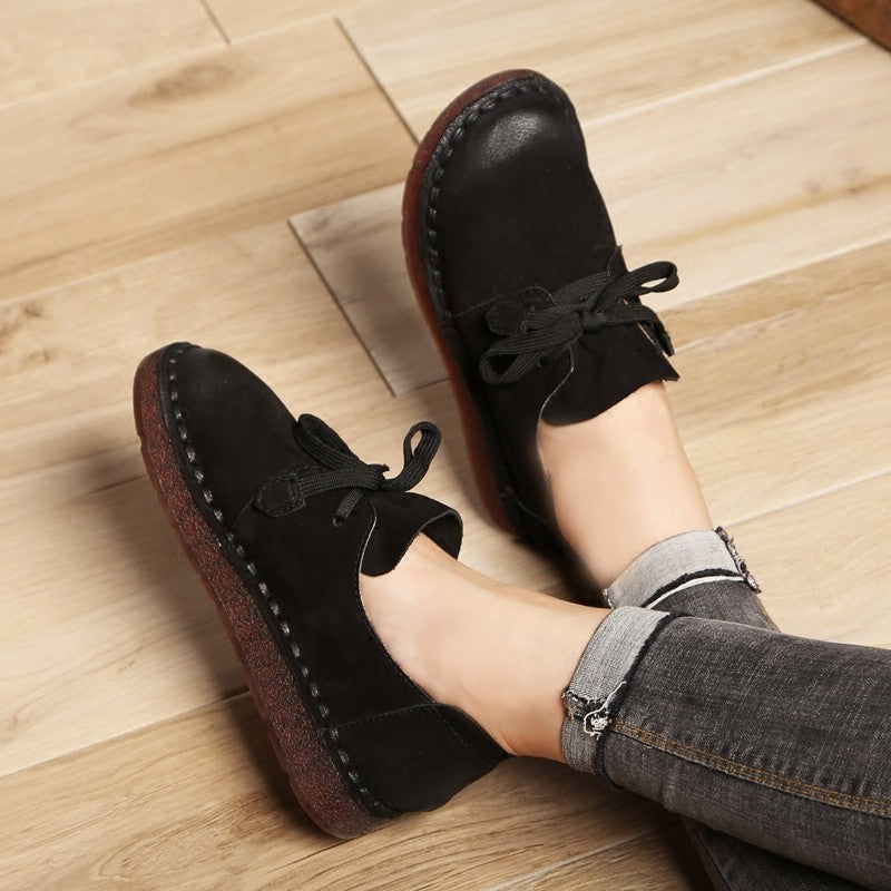 Retro Beef Tendon Soft-Sole Comfortable Cowhide Shoes For Women