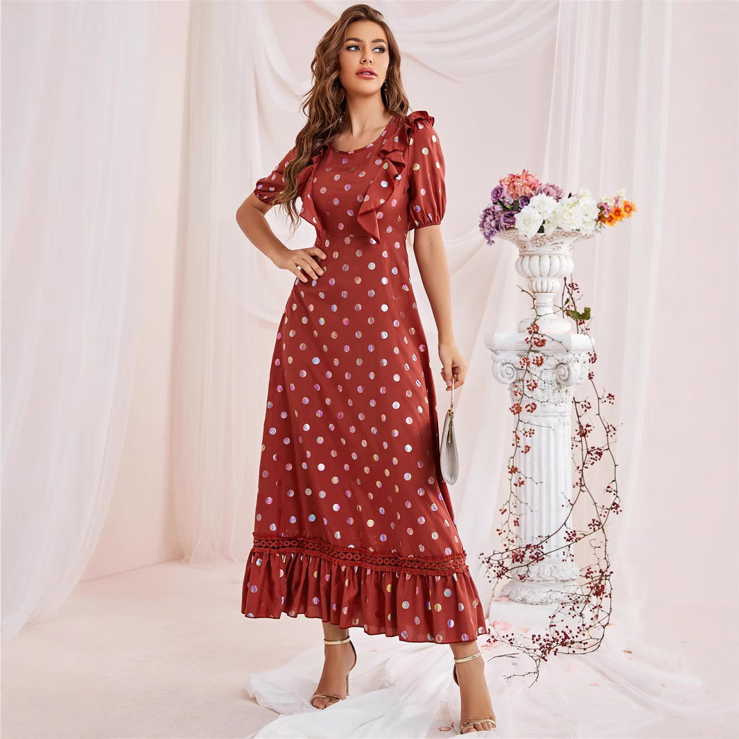 Bohemian Style Bronzing Polka Dot Dress