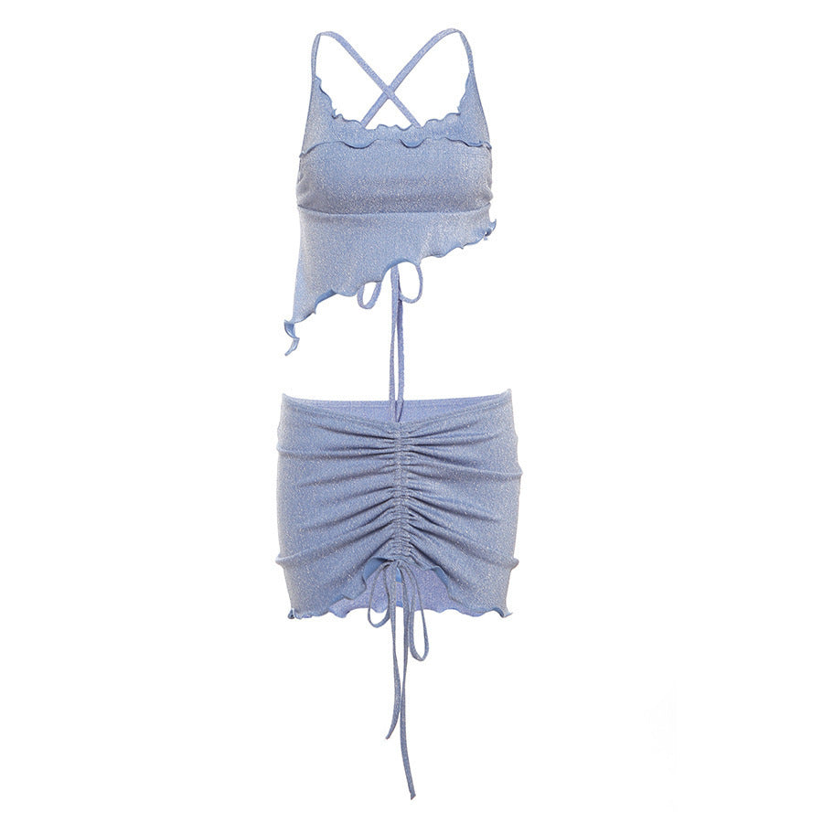 Backless Vest Low-Waist Hip-Wrap Skirt Outfit