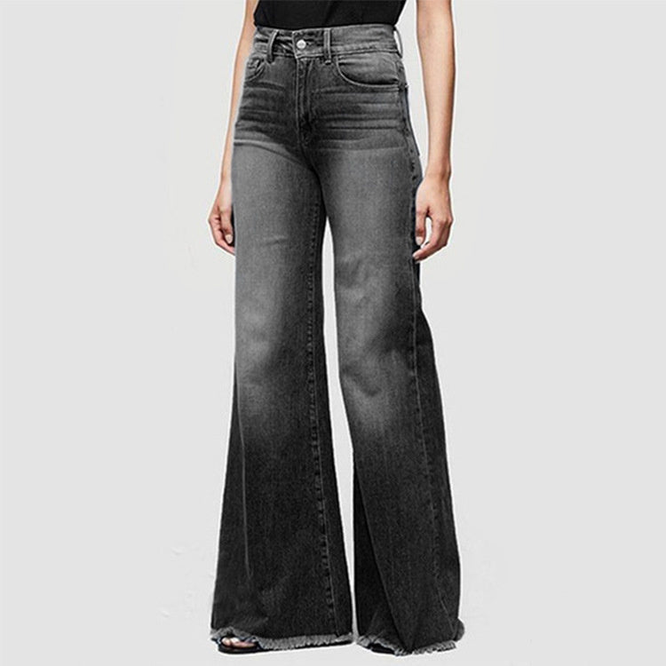 Retro Loose Wide-Leg Denim Trousers