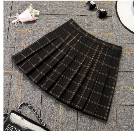 Pleated Skirt High Waist Plaid Skirt Autumn And Winter A-line Skirt