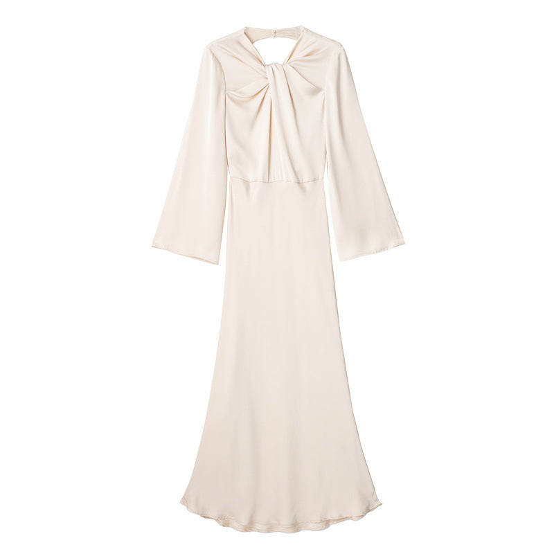 Backless Satin Textured Dress For Women