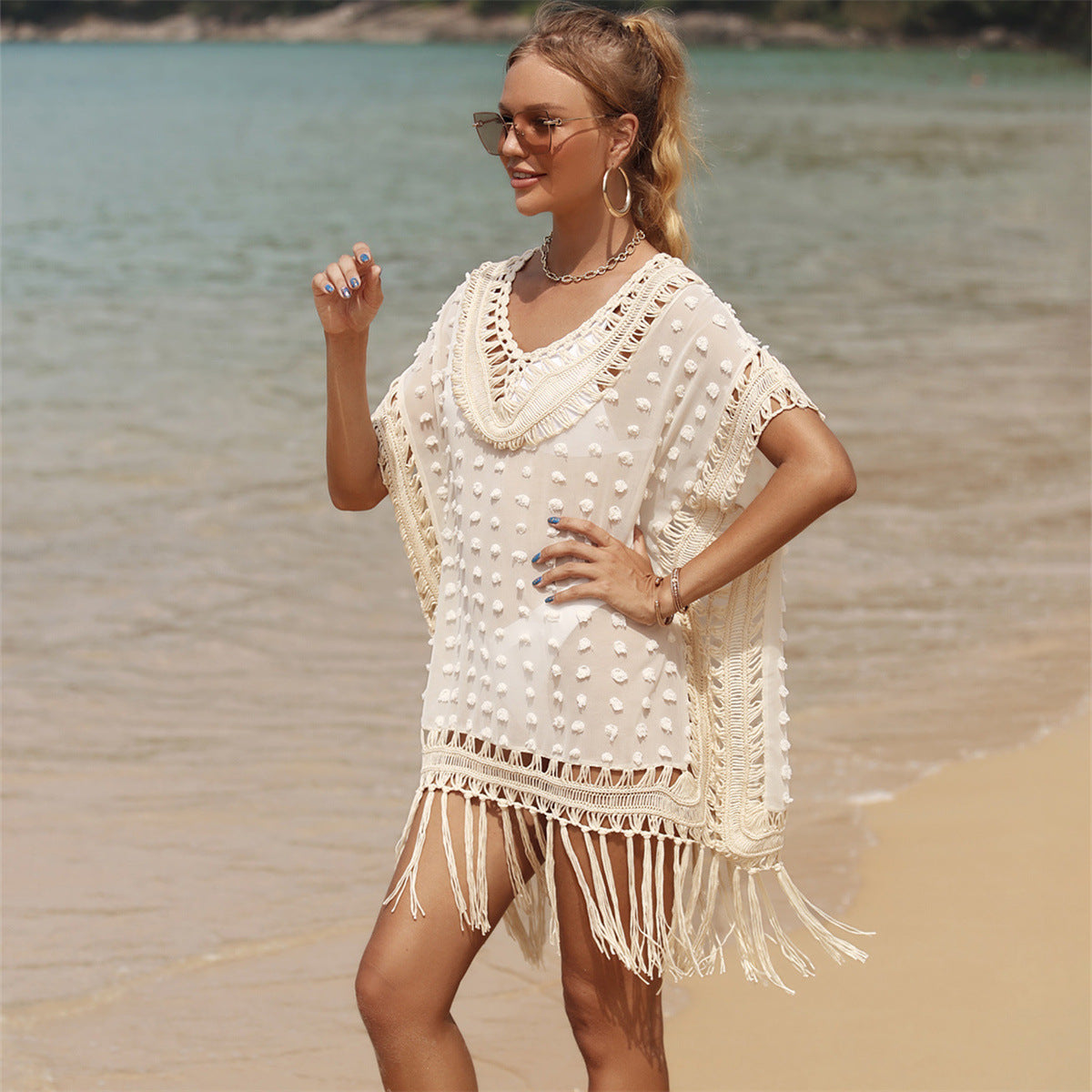 Women's Stitching Tassel Beach Dress Blouse