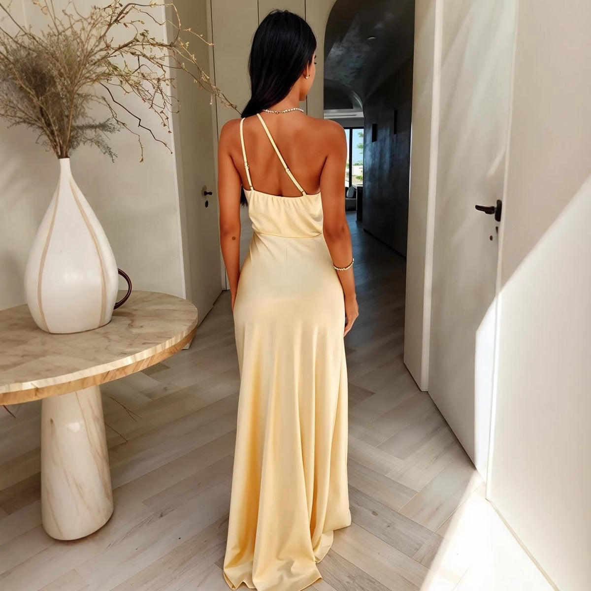 Off-Shoulder Split-Thigh Maxi Dress