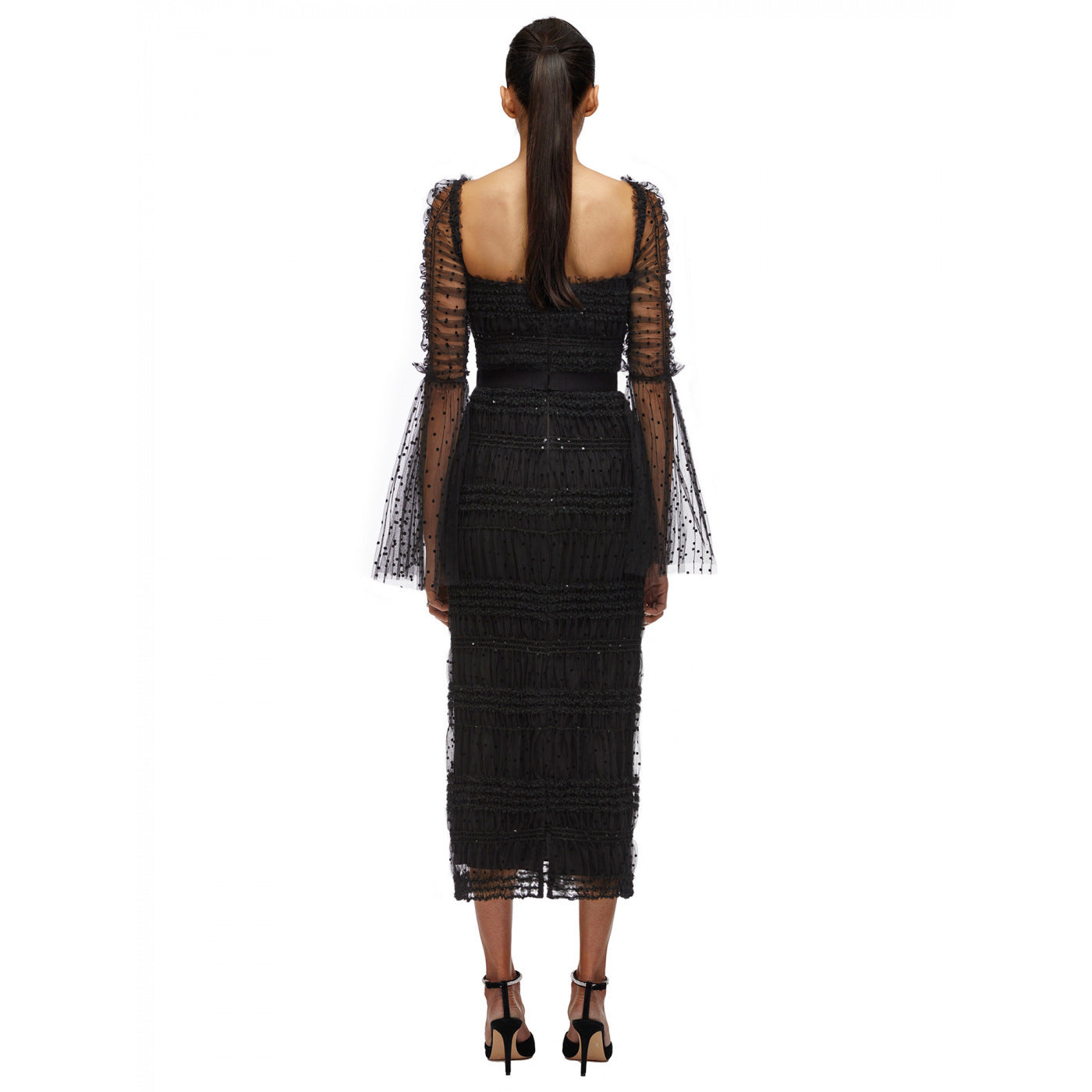 High-End Polka Dot Mesh Chiffon Dress