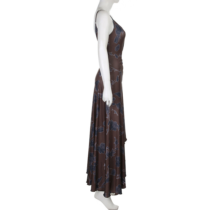 Beauty-Back Pleated High-Waist Sling Dress