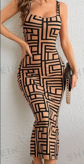 Geo Print Tank Bodycon Dress