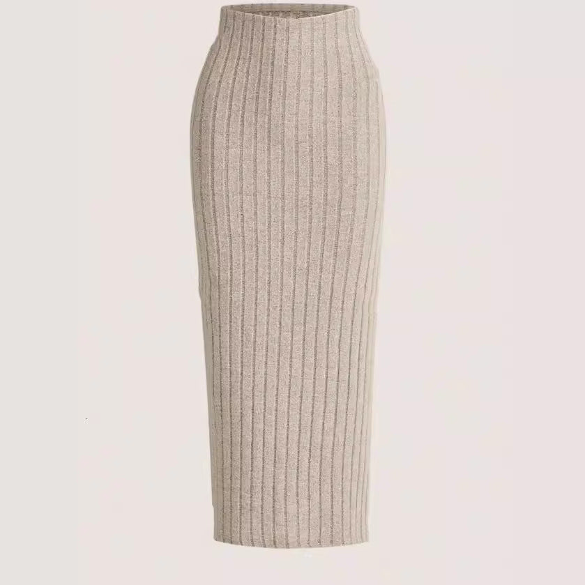 New Style Outerwear Casual Fashionable Versatile Midi Skirt In Light Gray