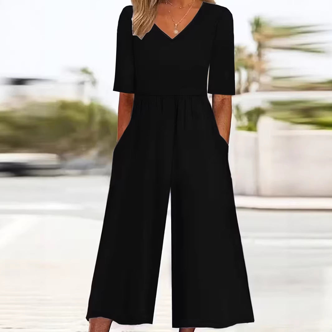 Digital Printing European And American Plus Size Temperament Jumpsuit