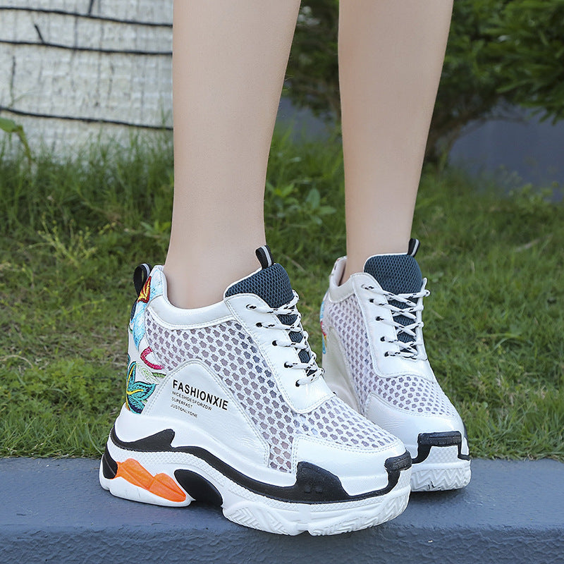 Graffiti Thick-Sole Mesh Sneakers For Women