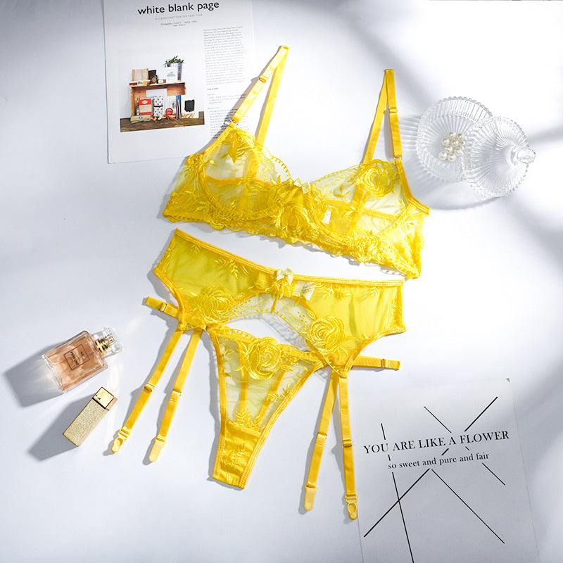 Lace Three-Piece Lingerie Suit