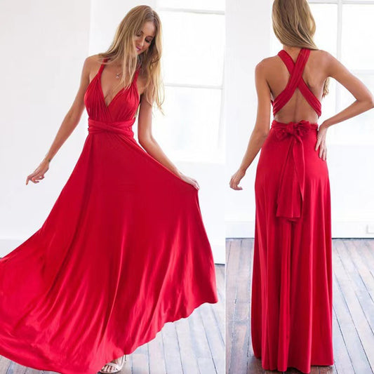 Cross-Strap Maxi Party Dress