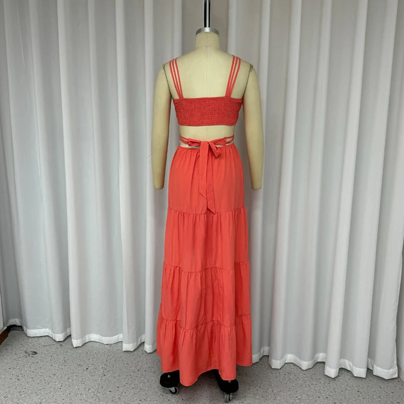 Tube-Top Solid-Colour Long Dress