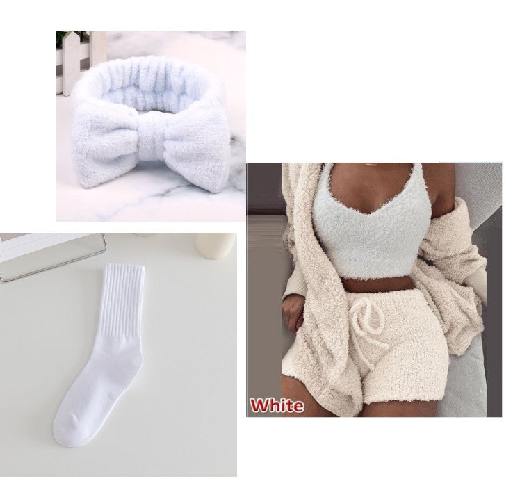 Fashionable Ladies' Plush Home Clothing - 3 Pieces