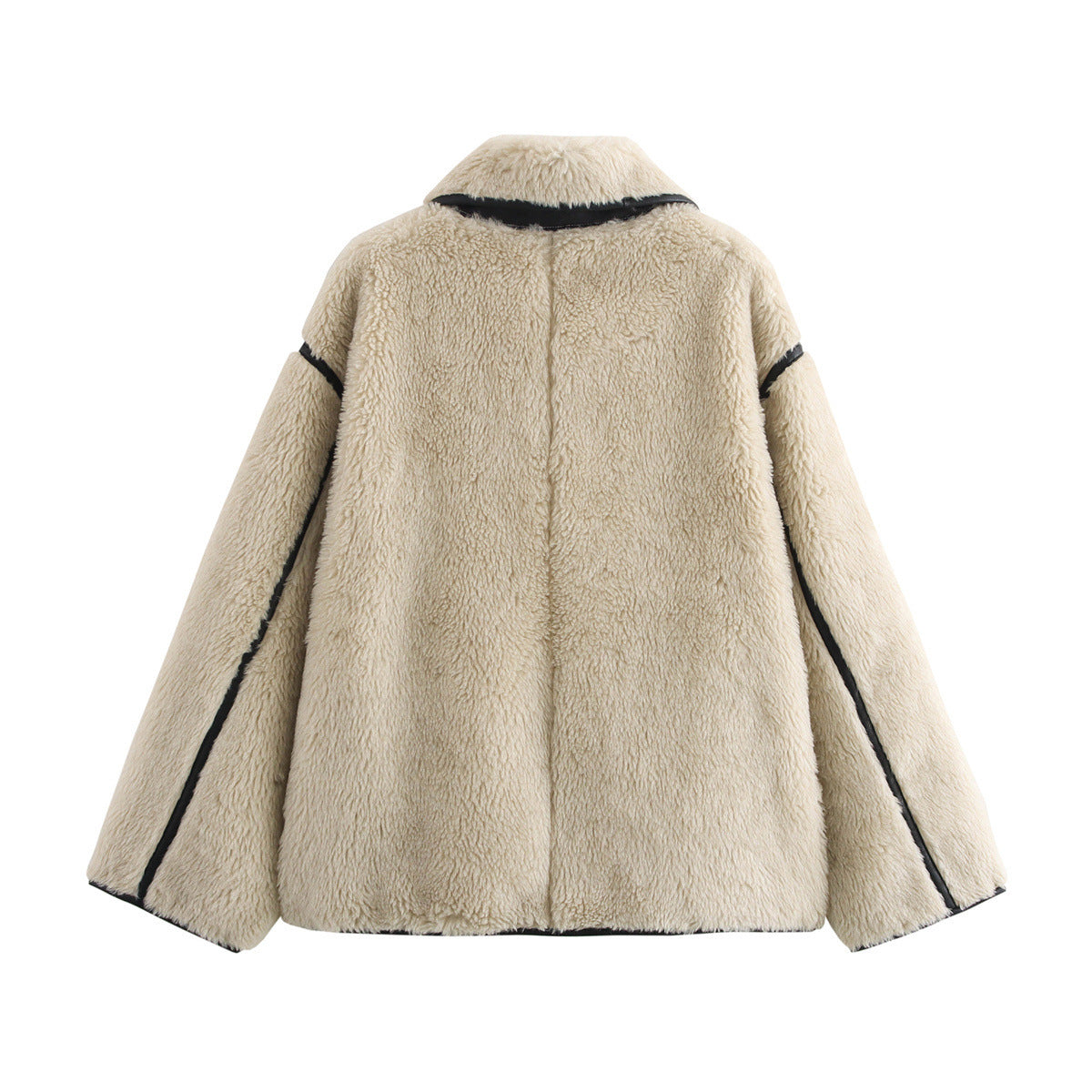 Lapel Fur Integrated Plush Coat