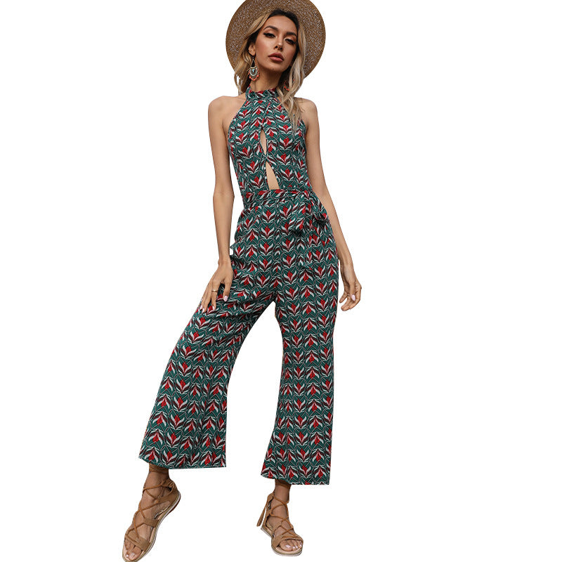 Loose Wide-Leg Fried Street Print Bangs Trousers