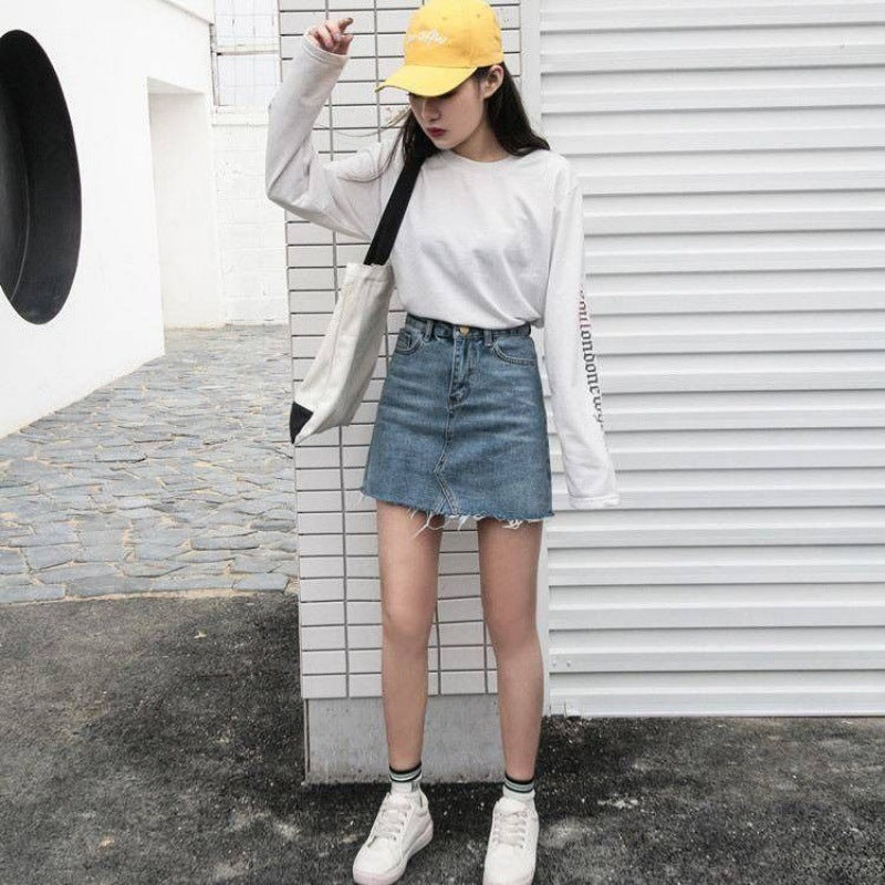 Gentillove Casual High-Waist Pencil Denim Skirt