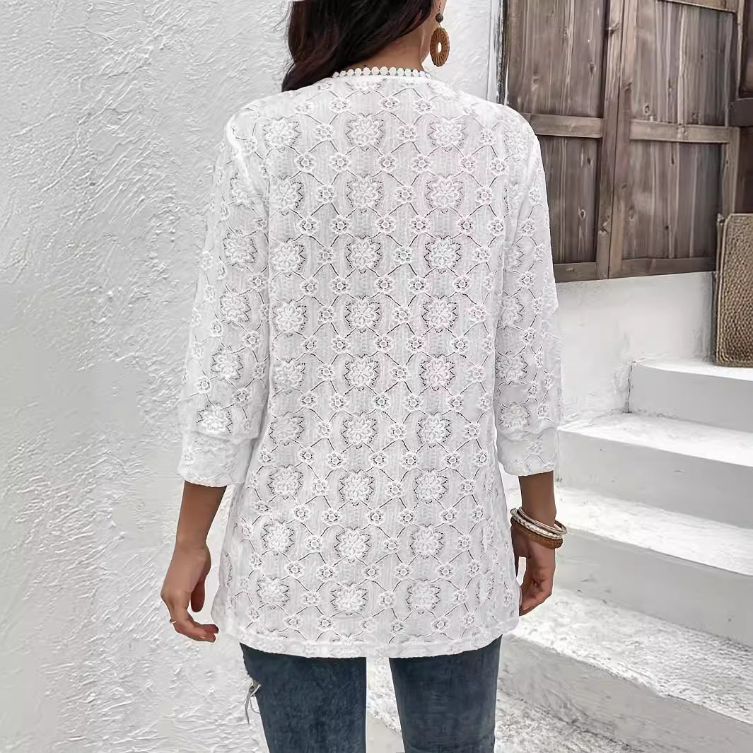 Elegant Lace Stitching Lace Cardigan Shawl
