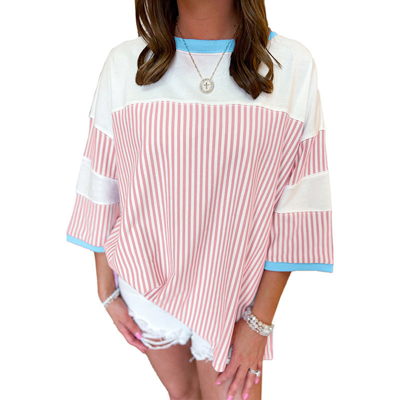 Striped Half-Sleeve Top