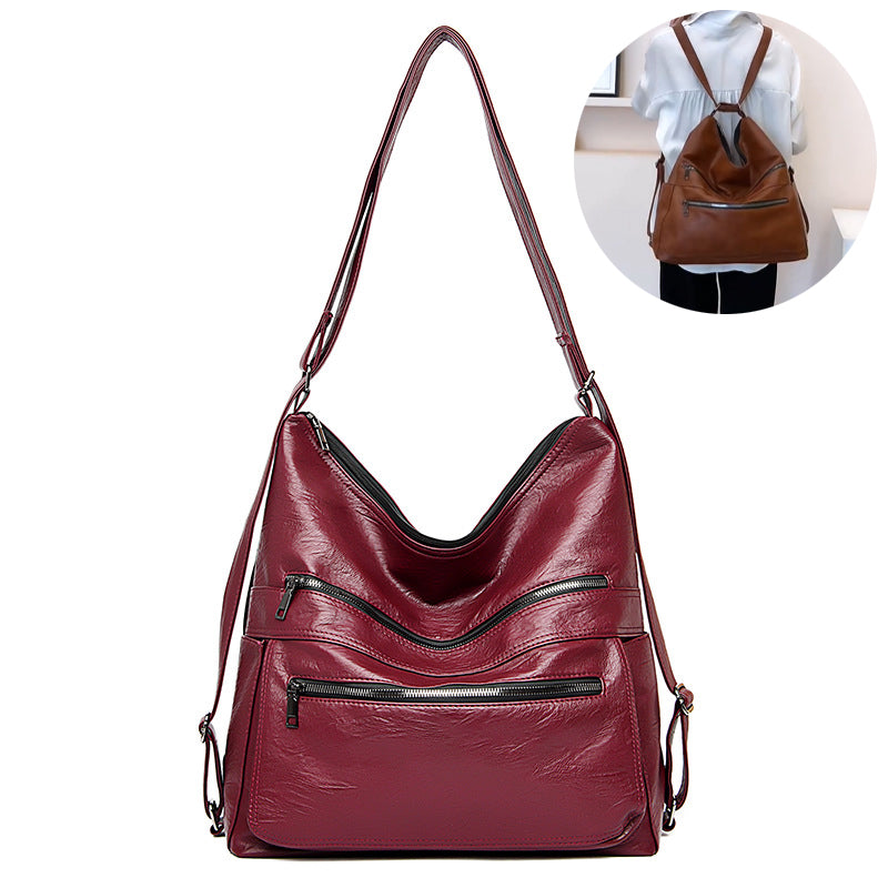 Two-Zipper High-Capacity Adjustable Backpack Handbag For Women