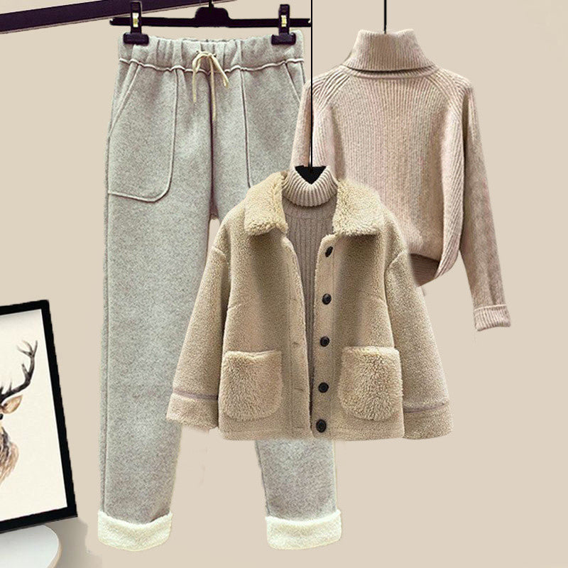 Lamb Wool Fur Three-Piece Outfit