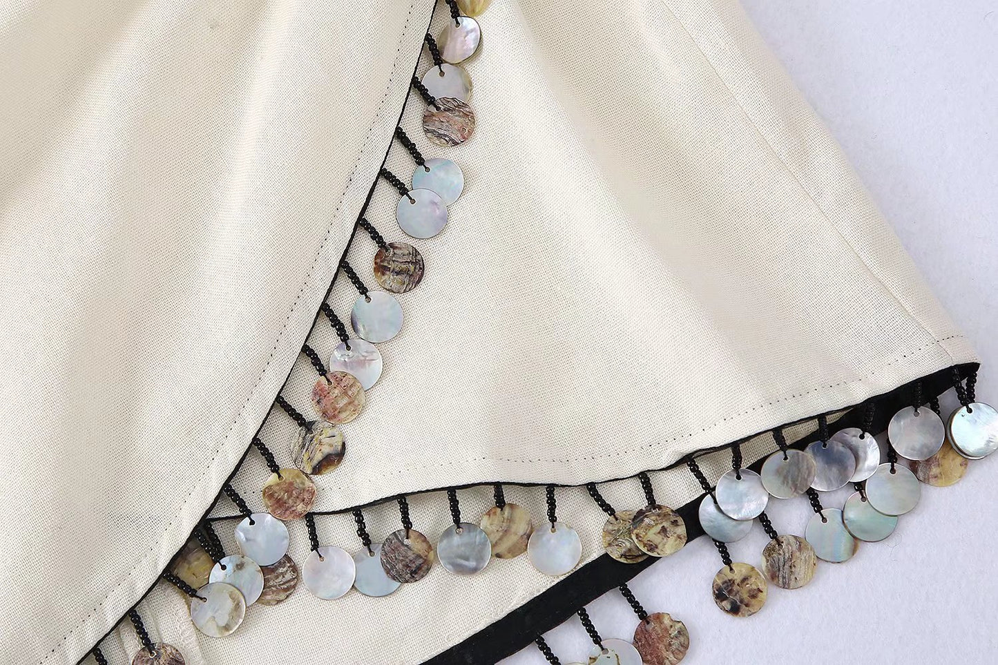 Women's Linen-Blend Beaded Wrap Skirt