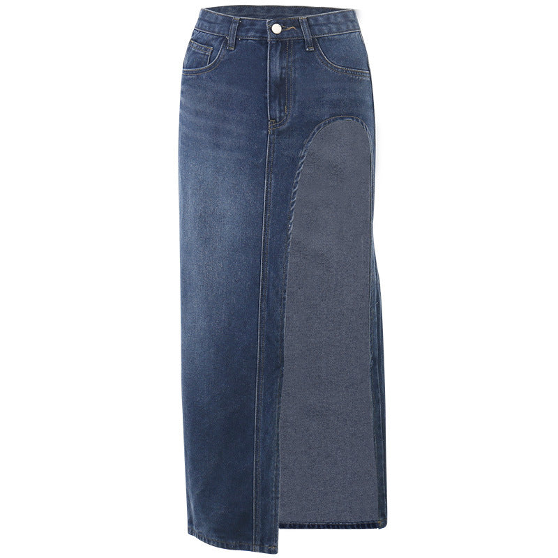 Hollow-Thigh Denim Long Skirt For Women