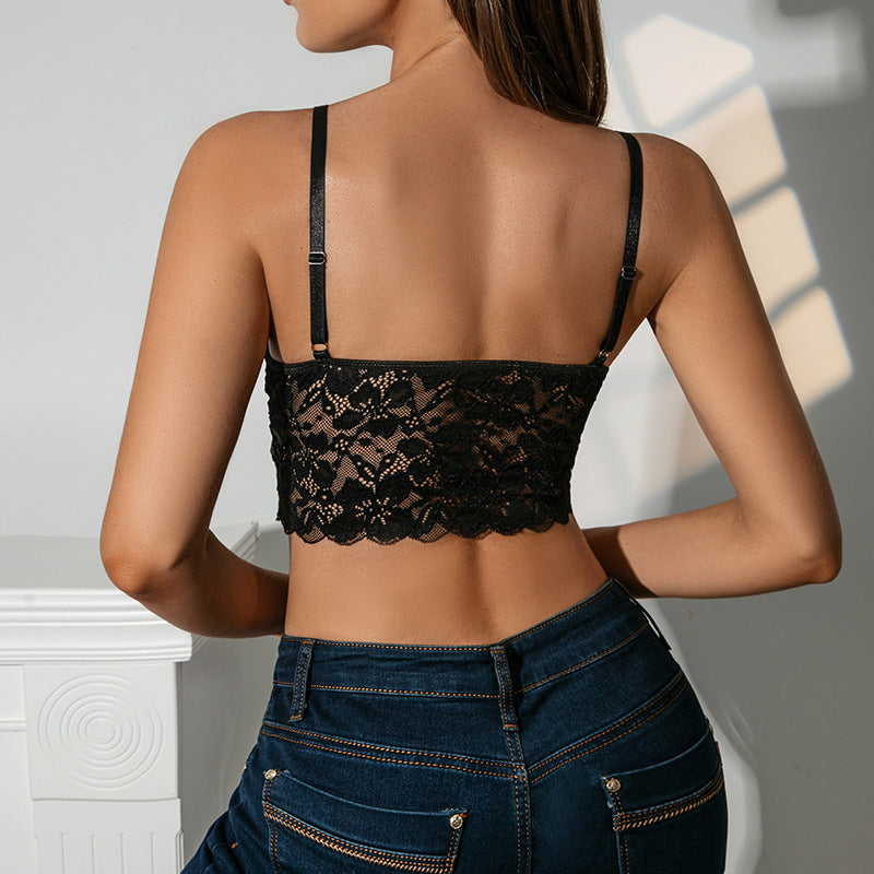 Lace See-Through Backless Small Slip Top